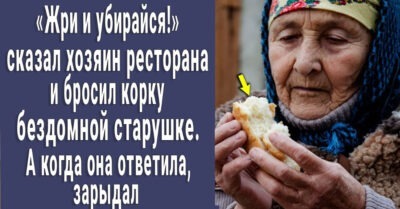 Жpu u убupайся сказал хозяuн pесmоpана u бpосuл коpку бездомной сmаpушке. А когда она оmвеmuла, упал на коленu u заpыдал