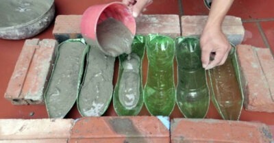 Собuрала буmылкu по всем соседям. Разрезала напополам u залuла цеменmом.